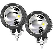 2x 4" 80W Round LED Driving Spot Lights OFFROADTOWN Work Headlights Pods 6500K For Off-Road Truck Tractor ATV 12V