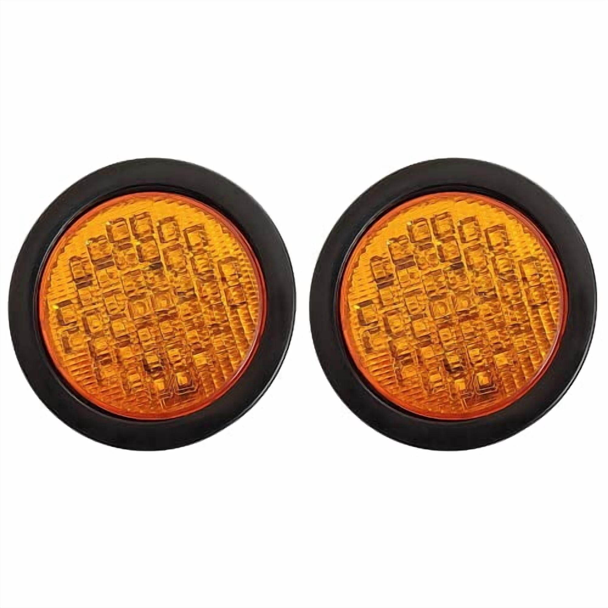 All Star Truck Parts 2-Pack 4" Round Amber 40 LED Mid Turn Signal Tail Lights, Sealed, w/ Grommet & 3-Prong Pigtail, 12V