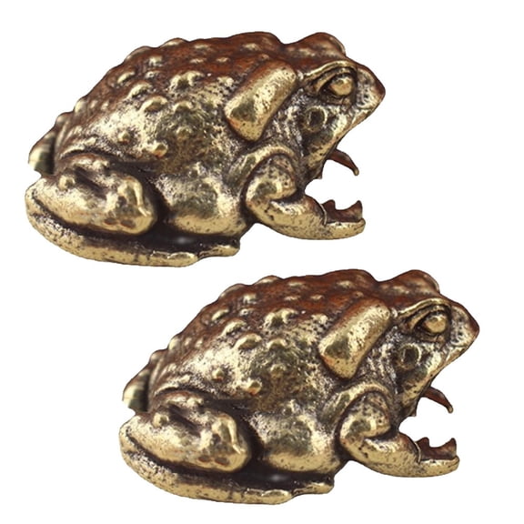 2x 40mm Antique Bronze Sculpture Solid Brass Toad Small Ornament Home Decor US