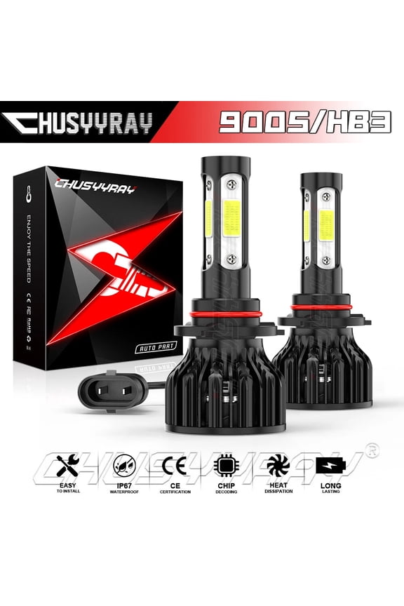 4-Side 9005 9045 LED Headlight High/Low Beam Bulbs Super Bright 6000K White 2 Pack