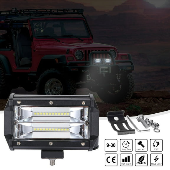 2x 5" 72W Spot Beam Trucks LED Work Lamps Offroad Light Bar Outdoor IP67 Waterproof for SUV ATVs Boat Camping Projector Lighting HJD33