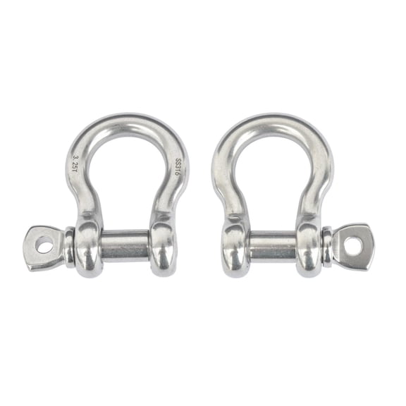 2x 5/8" Marine Bow Shackle Stainless Steel Clevis D-Ring 316 Sailboat Rigging