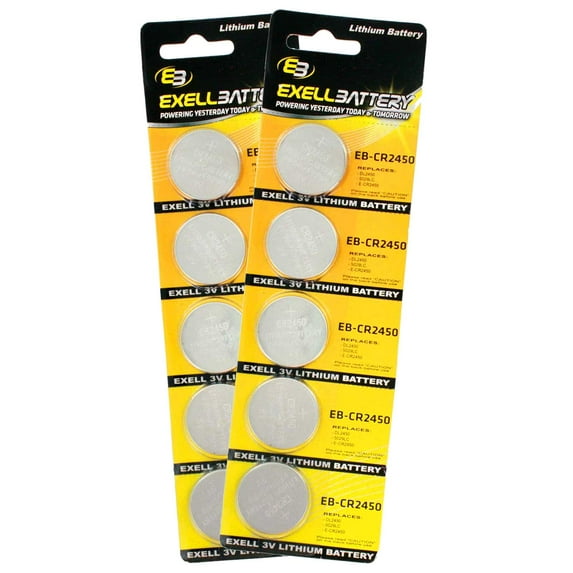 2x 5pc 3V Lithium Coin Cell Battery Compatible with CR2450N, LM2450, 5029LC