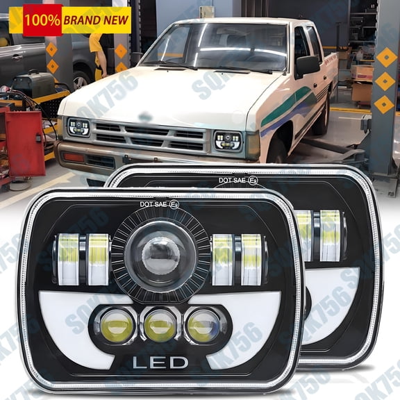 2x 5x7 7x6 LED Headlights Projector Hi/Lo Beam 6000K for Nissan Hardbody Pickup