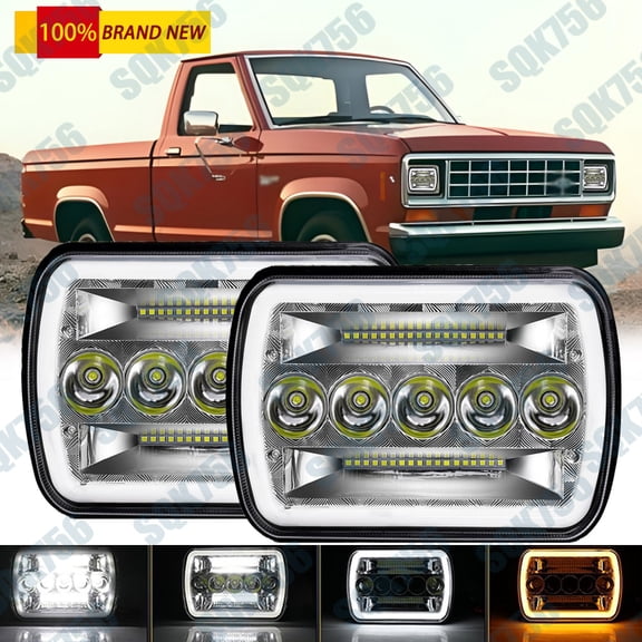 2x 5x7 7x6 inch LED Headlights Hi-Lo Beam For Nissan Pickup Hardbody D21 NX