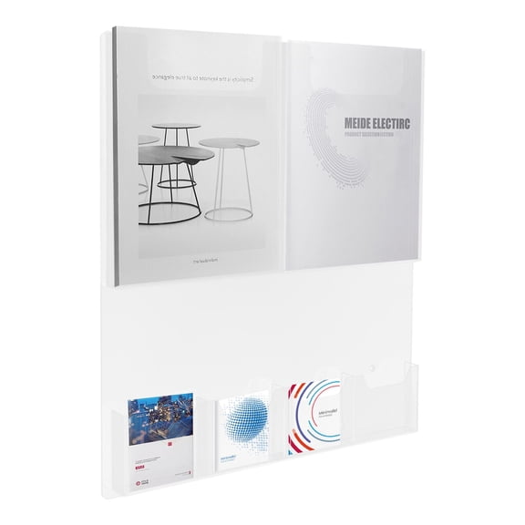 2x 6 Slots Clear Acrylic Brochure Holder Wall-Mount Poster Rack Literature Stand