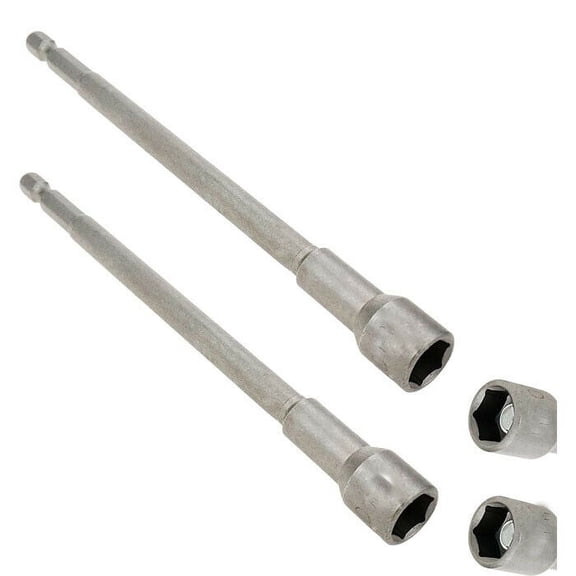 2x 6 inch Long 1/2" Magnetic Nut Driver Setter 150mm 1/4" shank Quick Release