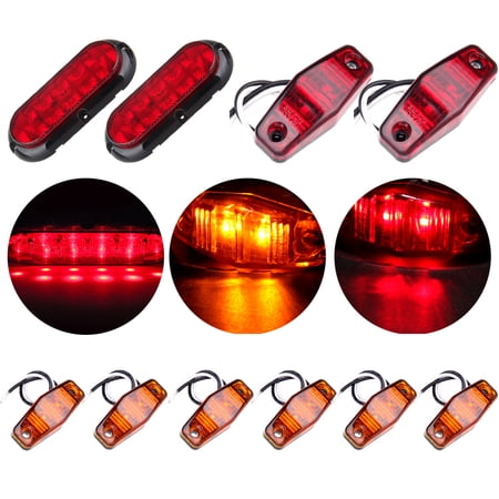 2x 6 inch Trailer 10 LED Light Red Stop Turn Tail side Marker +8x free light