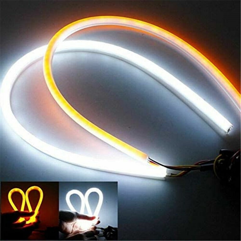 Led YM E-Bright LED Strip Lights – Switchback DRLs For Cars, SUVs & Motorcycles (2x24", Amber/Red) Turn Signal Bulb - Foto 3