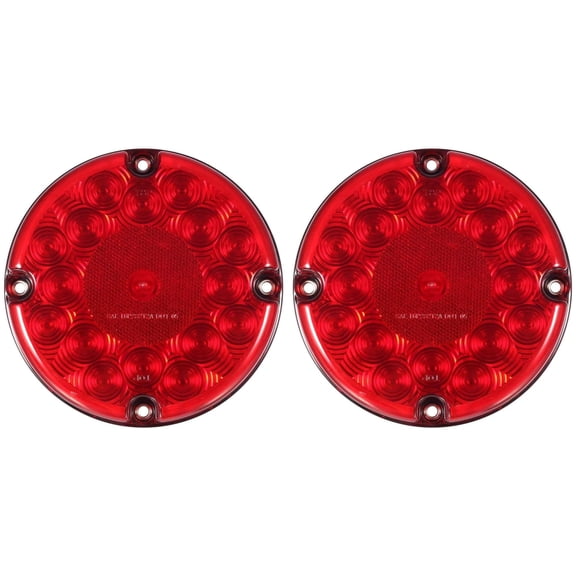 2x 7 Inch Round Led Trailer Tail Lights Red 17 LED for Truck Trailer Bus RV UTV