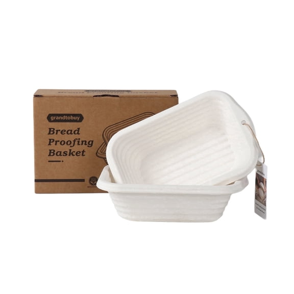 8inch Rectangular Pulp Bread Proofing Basket Sourdough Banneton 2-Pack with Liner