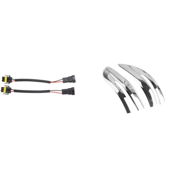 2x 9006 to H11 H8 Headlight Fog Light Harness Plug Cable Socket & 2x Rearview Mirror Cover for 2017-2019