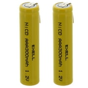 2x AAA 1.2V 300mAh Rechargeable Batteries w/Tabs for Razor, FRS, Solar, DIY Pack