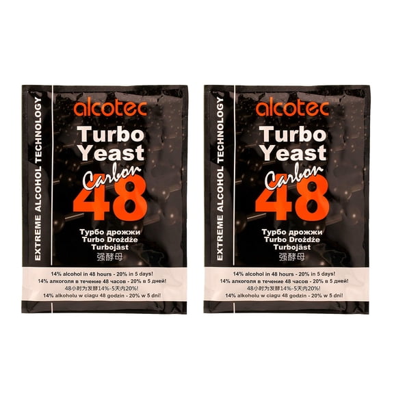 2x Alcotec Carbon 48 Turbo Yeast with Activated Carbon
