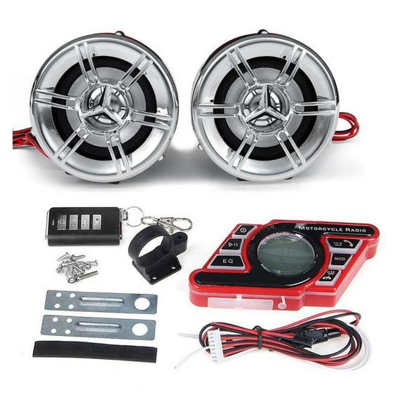 2x Amplifier Motorcycle Speaker Handlebar System Bluetooth USB FM MP3 Remote Mic ,Quality Sound