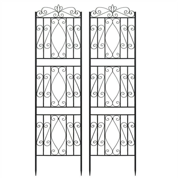 2x Anti-Rust Tall Thicken Iron Trellis for Garden Backyard with Deep Soil Stakes