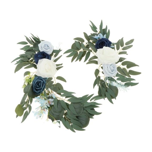 2x Artificial Floral Arch Flowers Swag Garland for Wedding Blue White
