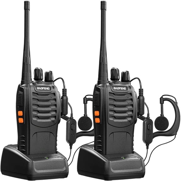 2x BF-888S VHF UHF 16 Channels Two-Way Radios For Baofeng Earphone