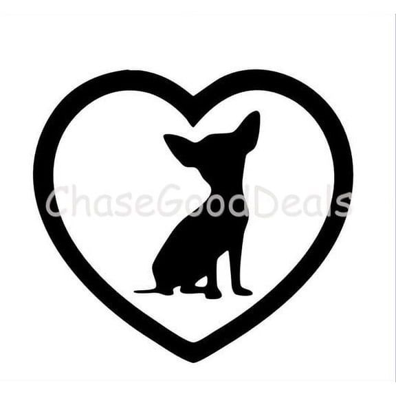 2x BLACK Chihuahua In Heart I heart love Dog Vinyl Decal Sticker Animal Love