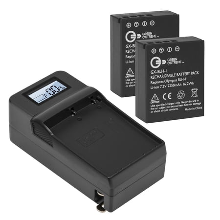 Green Extreme 2x BLH-1 7.2V 2250mAh Li-Ion Batteries, Bundle with GX-CH1 Compact Smart Charger Base and Smart Charger Plate