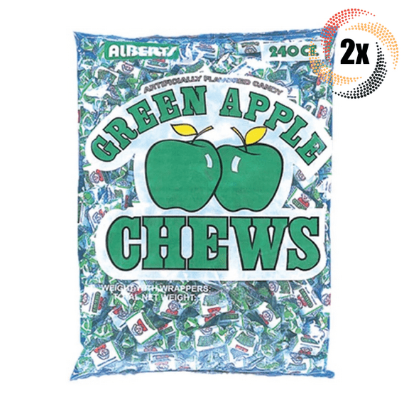 2x Bags Alberts Green Apple Fruit Chews Assorted Flavors | 240 Candies Per Bag