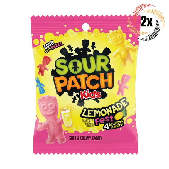 2x Bags Sour Patch Kids Lemonade Fest Assorted Soft & Chewy Gummy Candy | 3.61oz