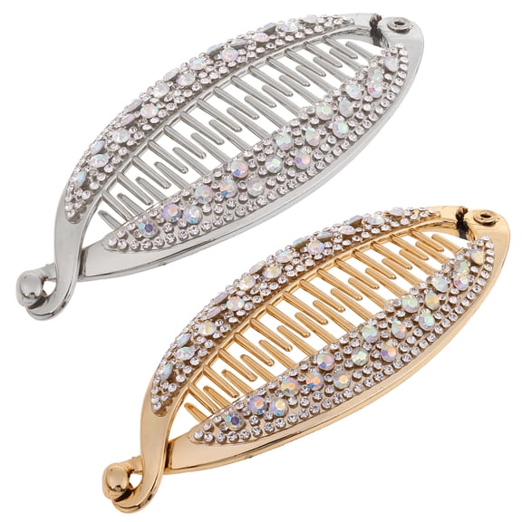 2x Banana Hair Clip for Rhinestone Clincher Hair Claws Bohemia Wrapped Hair Comb