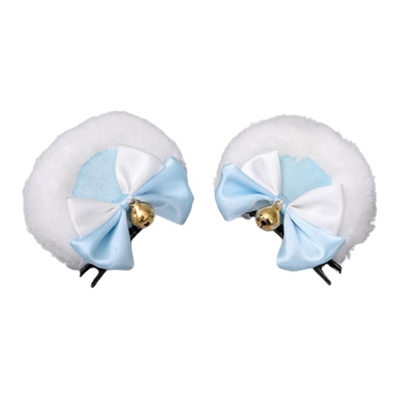 2x Bear Ear Hair Clip Cartoon Animal Ears Hair Clips for Cosplay Anime Theme Blue White