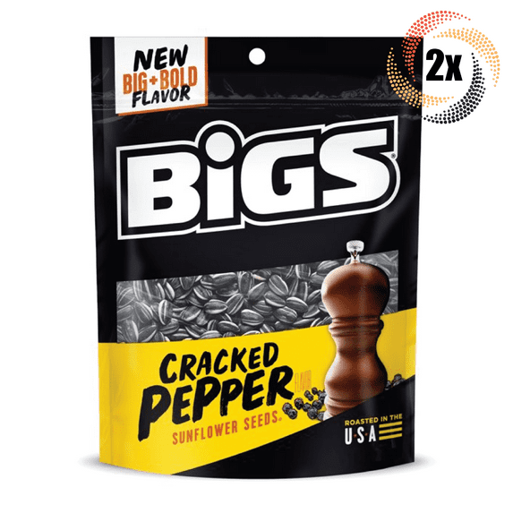 2x Bigs Cracked Pepper Flavor Sunflower Seed Bags 5.35oz New Big & Bold Flavor!