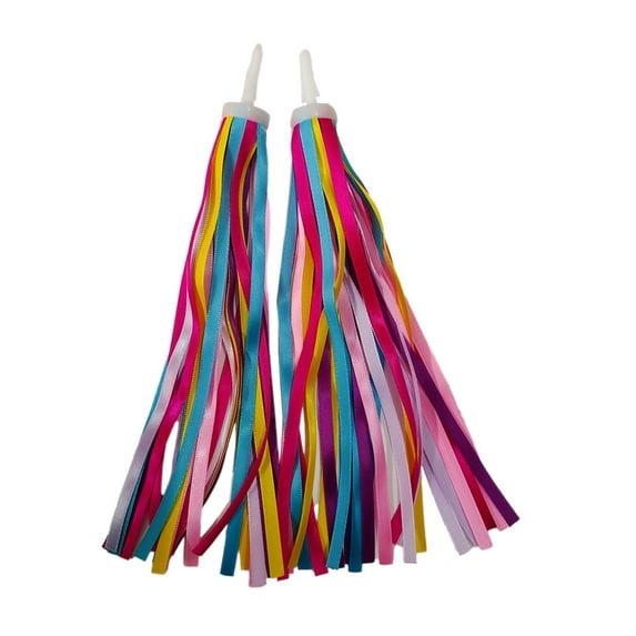 2x Bike Handlebar Tassels Accessories Colorful Decor Windsock Birthday Gifts Streamers Handgrip Ribbon for Baby Carrier bikes kids Girls Boys Multi