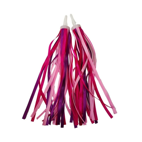 2x Bike Handlebar Tassels Accessories Colorful Decor Windsock Birthday Gifts Streamers Handgrip Ribbon for Baby Carrier bikes kids Girls Boys Pink