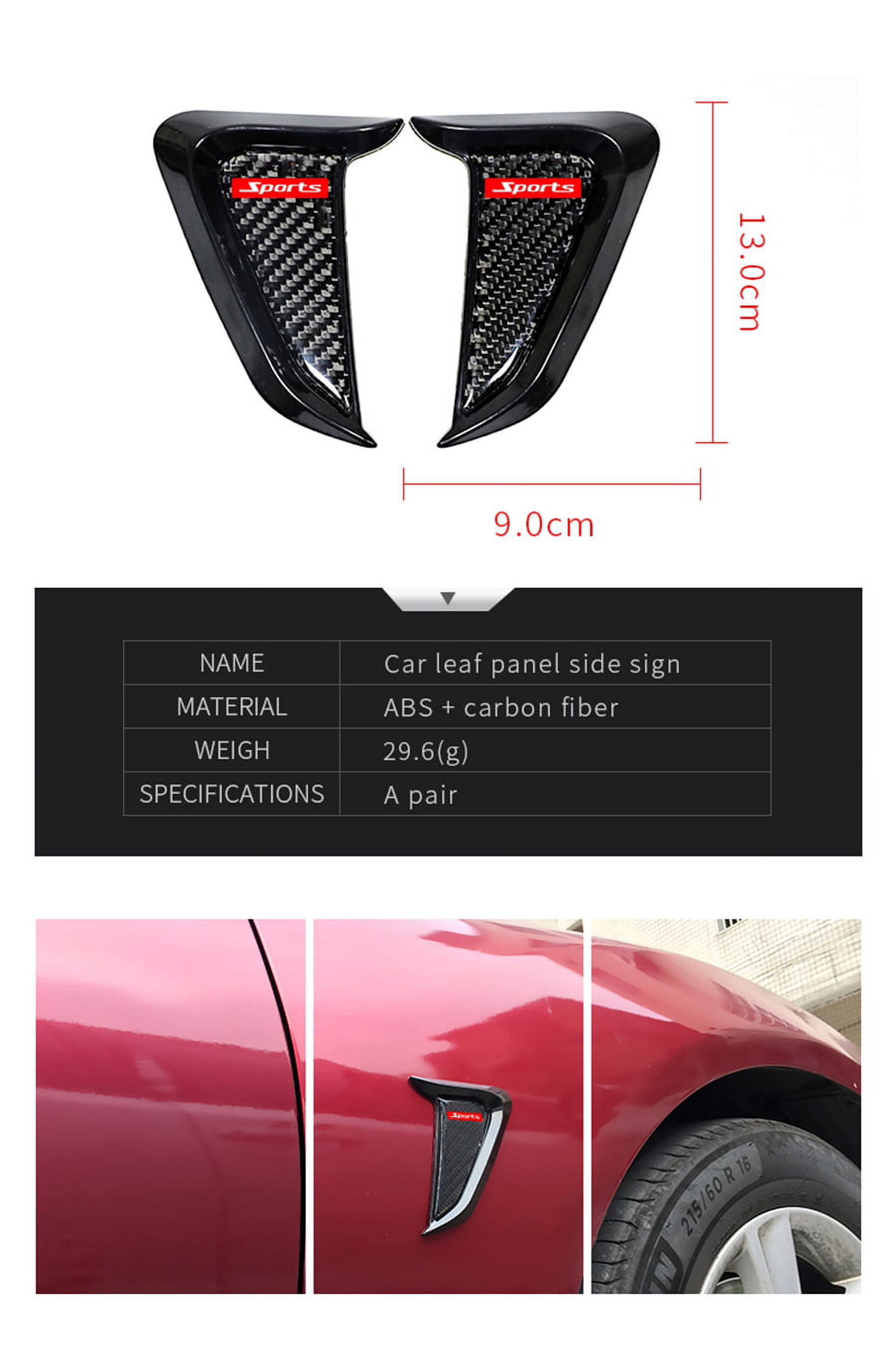 Pincuttee Car Fender Side Vents Sticker,Fender Decorative Stickers,Vent Air Wing Cover Trim Accessories,Auto Exterior Accessories(2PC,Carbon Fiber) In | Whizz Fender Trim - Foto 8