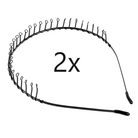 2x Black Metal Mens Soccer Sports Hair Head Band Headband Tie Holder Shaper