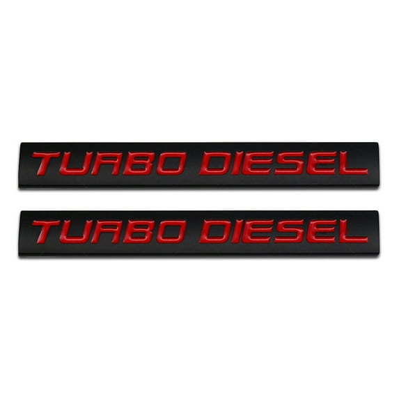 2x Black Red Metal Turbo Diesel Emblem 6.7L V8 Engine Chrome Badge