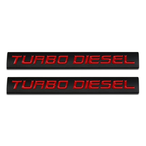 2x Black Red Metal Turbo Diesel Emblem 6.7L V8 Engine Chrome Badge