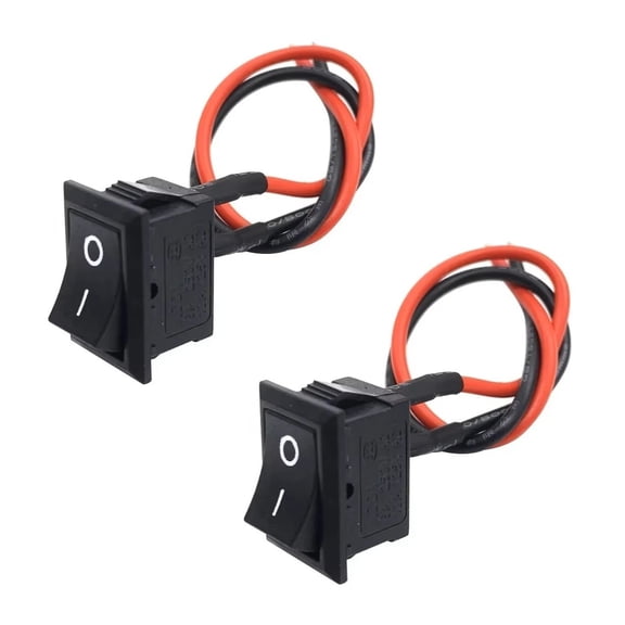 2x 12V DC Black Rocker Switch Rectangle on/off Pre-Wired Automotive/Car/Boat