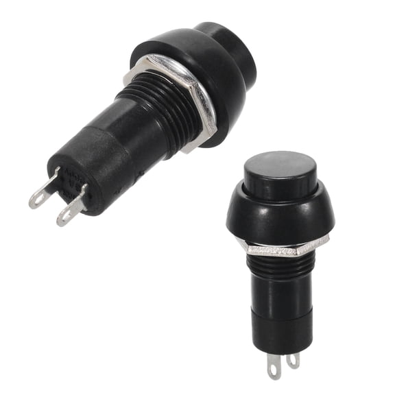 2x Push Button Switch 12V DC Car Horn Momentary Reset Bolt-on 1/2" Black Round