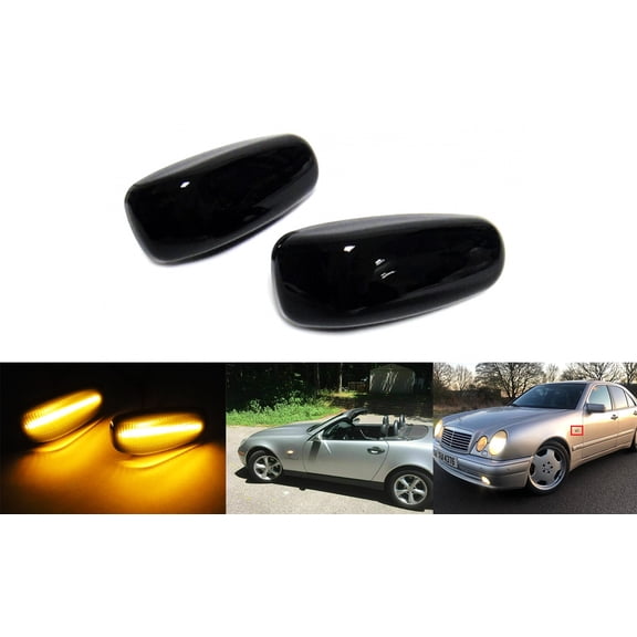 2x Black Smoked Lens Amber LED Turn Signal Side Marker Lights For Mercedes-Benz W163 W638 W210 W414 W670 OEM# A2108200921, A2108200421, 2108200921, 2108200421, 2D0949101B