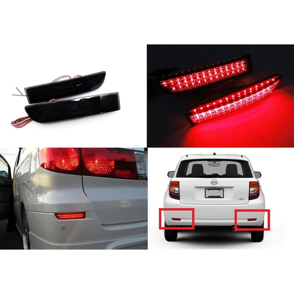 2x Black Smoked Lens LED Bumper Reflector Tail Brake Light For 2009-2015 Toyota Avensis Estate / Tourer