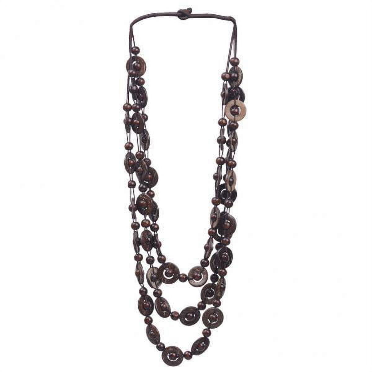 2x Boho Women's Wooden Beads Multi Layers Tassels Necklace