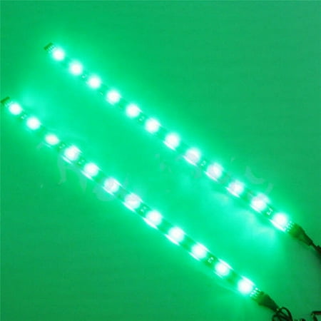 2x Bright Green LED Light Strip Flexible Tape Backing 12V DC Universal Car Truck