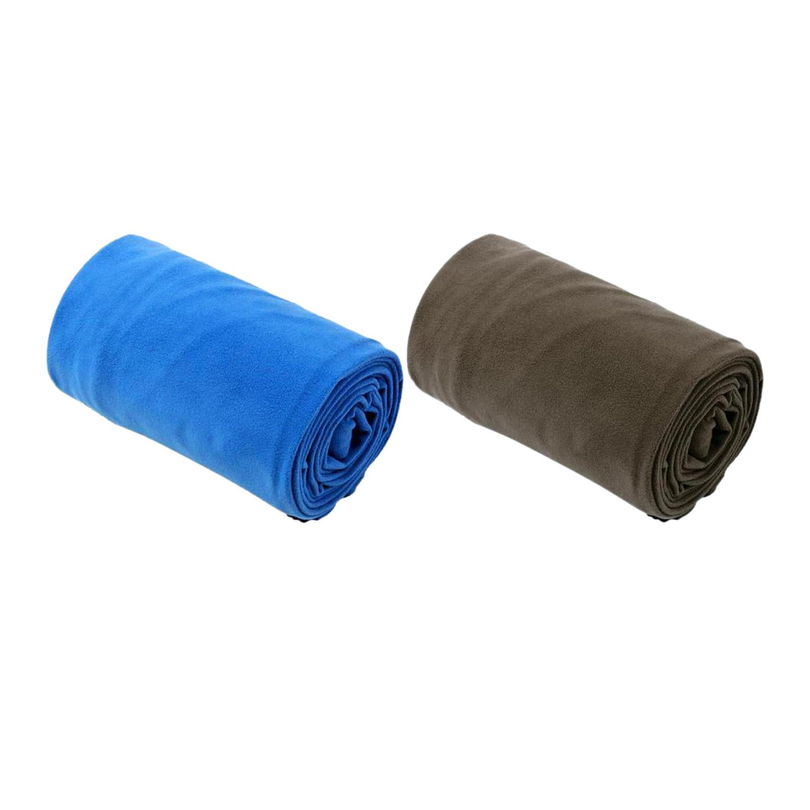 2x Camping Blanket Soft Fleece Lining Outdoor Lightweight Thermal Warm Emergency Blue Gray
