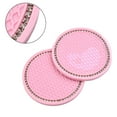 thumbnail image 1 of 2x Car Coasters Pad Pink Cup Holder Mat Rhinestone Auto Interior Accessories 7cm, 1 of 12