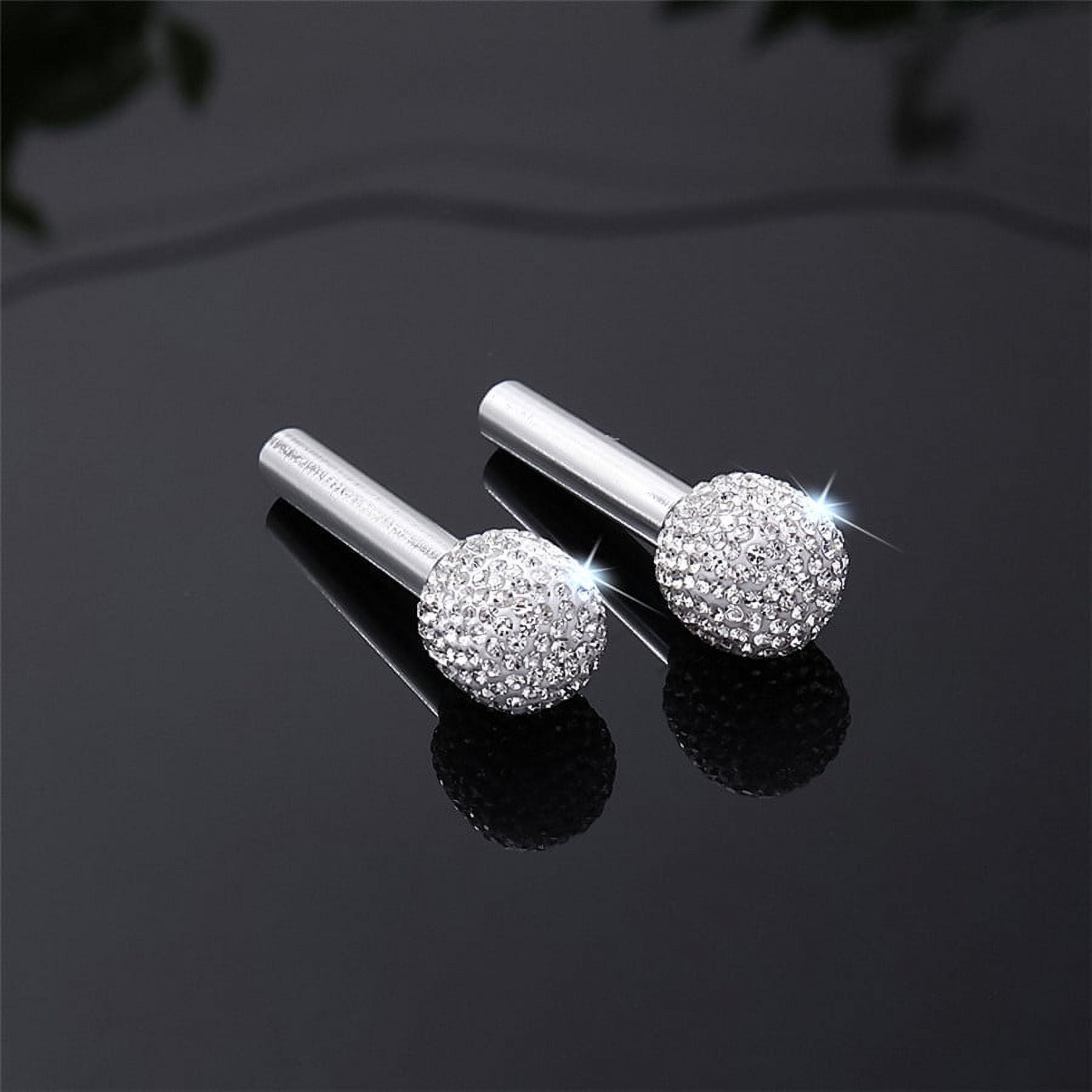 2x Car Door Handle Interior Door Lock Knob Pins Bling Bling Rhinestone-encrusted