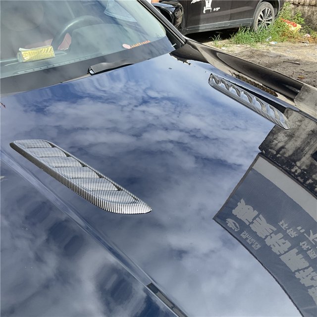 2x Car Hood Vent Louver Scoop Cover Air Flow Intake Carbon Fiber Style