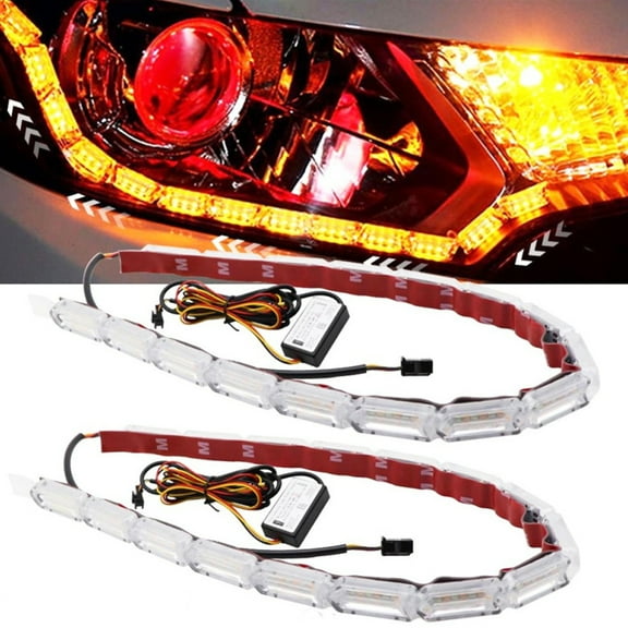 AUTOXBERT 2x Car LED Strip DRL Turn Signal Switchback Indicator Auto Daytime Running Light