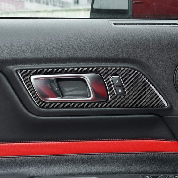 2x Carbon Fiber Front Interior Door Handle Trim Cover For Ford Mustang 2015-2022