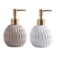 thumbnail image 1 of 2x Ceramic Soap Dispenser Pump, Portable Durable, Refillable Reusable, Lightweight Bottle for Bathroom Hotel, Home Decoration Shop Office Khaki White, 1 of 9