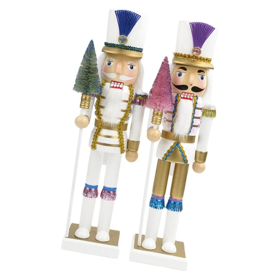 2x Christmas Nutcracker Ornament King Solider Figurine Kids Toys Stable Base Nutcracker Figures for Party Favors Party Home