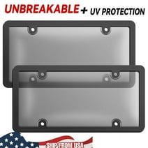 2x Clear Tinted License Plate Cover Smoked Bubble Shield Tag and Frame Car Truck UV Protection Unbreakable